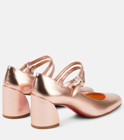 Christian Louboutin 55mm Miss Jane Laminated Leather Pumps In Beige