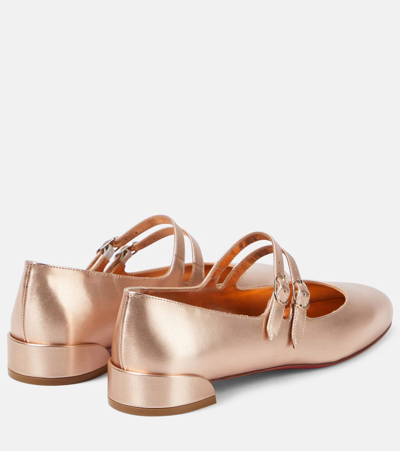Christian Louboutin Sweet Jane Metallic-leather Flats In Pink