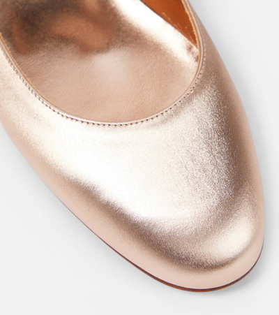 Christian Louboutin Sweet Jane Metallic-leather Flats In Pink