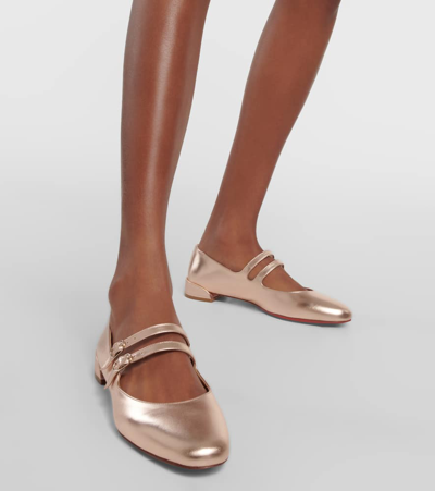 Christian Louboutin Sweet Jane Metallic-leather Flats In Pink