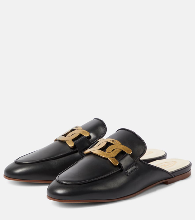 Shop Tod's Leather Mules In Black