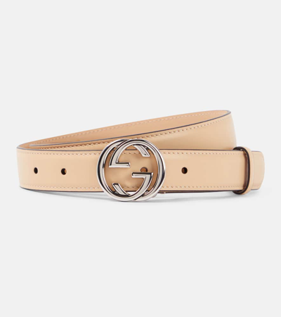Shop Gucci Interlocking G Leather Belt In Pink