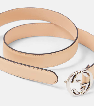 Shop Gucci Interlocking G Leather Belt In Pink