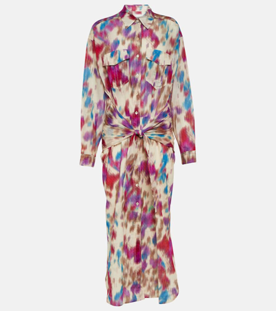 Shop Marant Etoile Nesly Printed Cotton Shirt Dress In Multicoloured