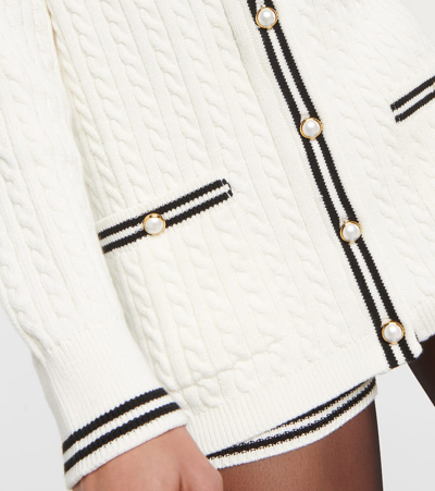 Shop Alessandra Rich Oversized Cable-knit Cotton Cardigan In White