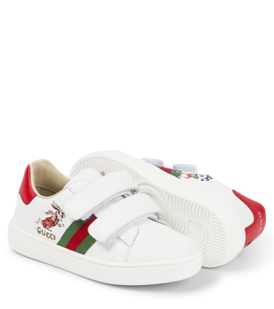 Shop Gucci Ace Leather Sneakers In Multicoloured