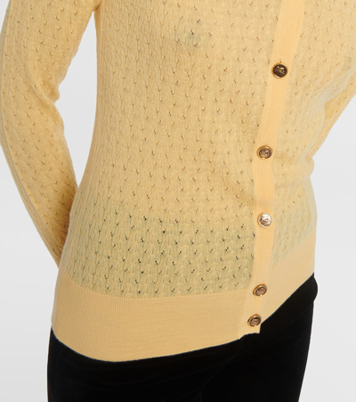 Shop Etro Wool Cardigan In Yellow