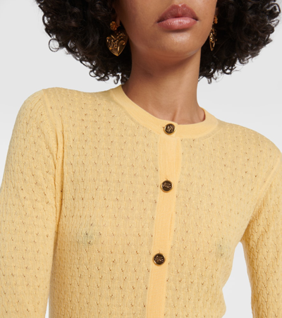 Shop Etro Wool Cardigan In Yellow