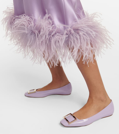 Shop Roger Vivier Quadrata Trompette Patent Leather Ballet Flats In Purple