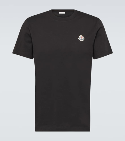 Shop Moncler Set Of 3 Cotton Jersey T-shirts In Black