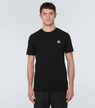 Shop Moncler Set Of 3 Cotton Jersey T-shirts In Black