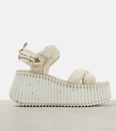 Shop Chloé Nama Leather Sandals In White