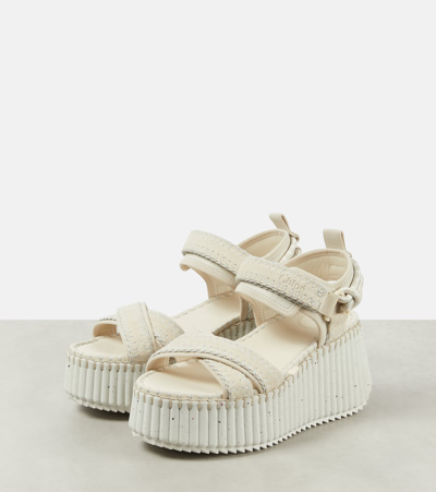 Shop Chloé Nama Leather Sandals In White