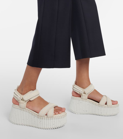 Shop Chloé Nama Leather Sandals In White