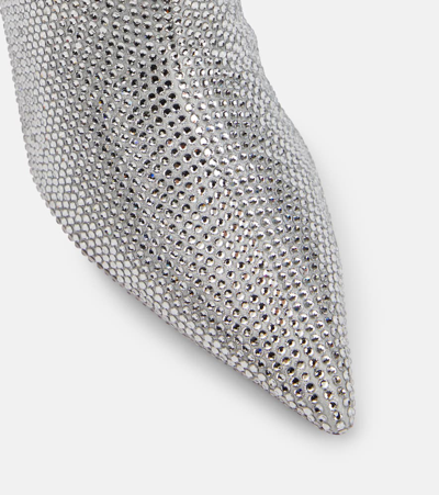 Christian Louboutin Astrilarge Strass Red Sole Stiletto Booties In Silver