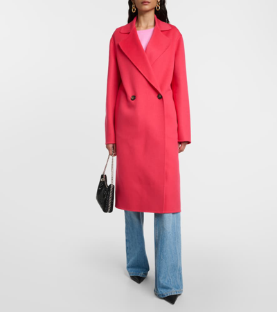 Stella Mccartney Double-breasted Wool Coat In Pink