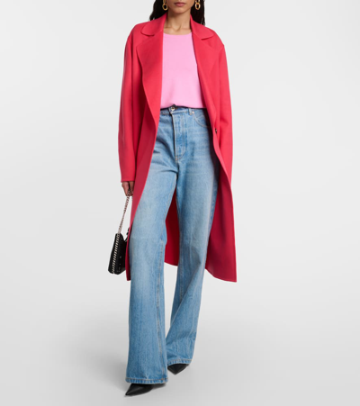 Stella Mccartney Double-breasted Wool Coat In Pink
