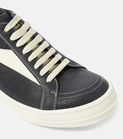 Rick Owens Women Black Low Top Sneakers With Contrasting Stitching In Leather Woman In Black
