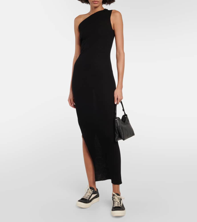 Rick Owens Women Black Low Top Sneakers With Contrasting Stitching In Leather Woman In Black