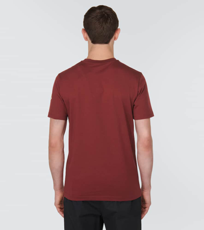 Shop Moncler Cotton Jersey T-shirt In Brown