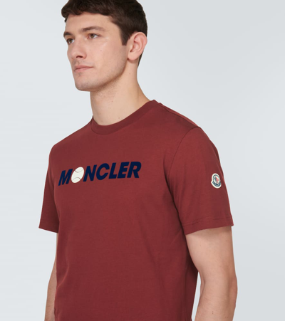 Shop Moncler Cotton Jersey T-shirt In Brown