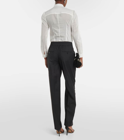 Shop Isabel Marant Liska Virgin Wool Wide-leg Pants In Grey