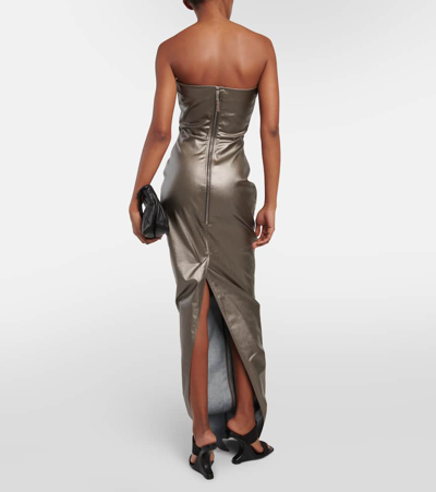Rick Owens Lido Corset Coated Denim Gown In Grey