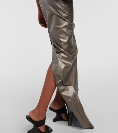 Rick Owens Lido Corset Coated Denim Gown In Grey