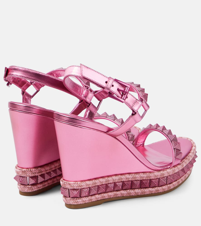 Shop Christian Louboutin Pyraclou 110 Leather Espadrilles In Pink