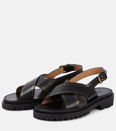 Shop Isabel Marant Baem Studded Leather Sandals In Black