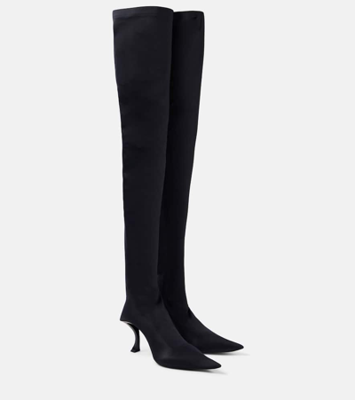 Shop Balenciaga Hourglass Over-the-knee Boots In Black