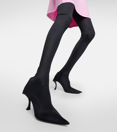 Balenciaga Hourglass Stretch-knit Over-the-knee Boots In Black