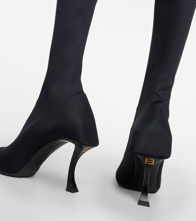 Balenciaga Hourglass Stretch-knit Over-the-knee Boots In Black