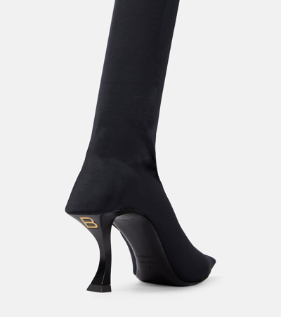 Balenciaga Hourglass Stretch-knit Over-the-knee Boots In Black