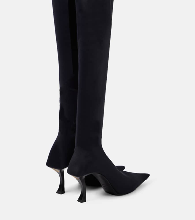 Balenciaga Hourglass Stretch-knit Over-the-knee Boots In Black