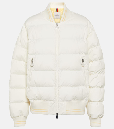 Shop Moncler Argo Down Bomber Jacket In White