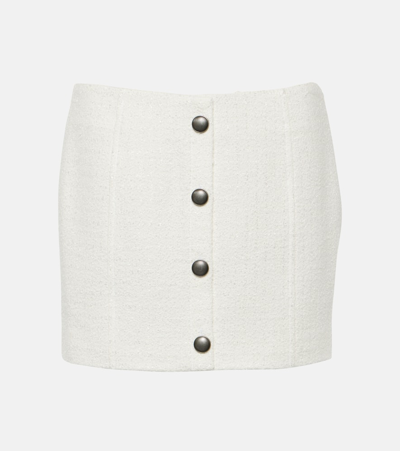 Shop Alessandra Rich Checked Tweed Bouclé Miniskirt In White
