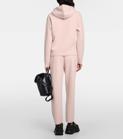 Shop Moncler Logo Wool And Cashmere Hoodie In Pink