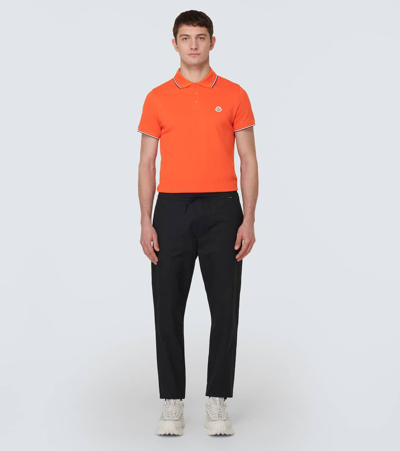Shop Moncler Cotton Piqué Polo Shirt In Orange