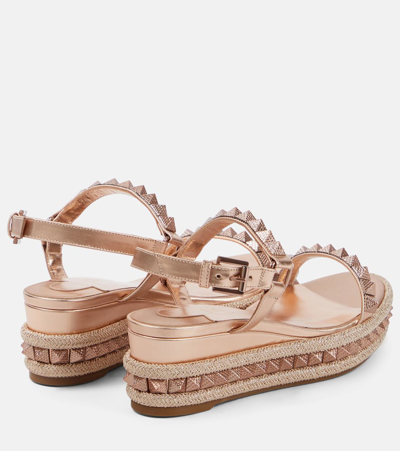Christian Louboutin Pyraclou Leather Espadrilles In Beige