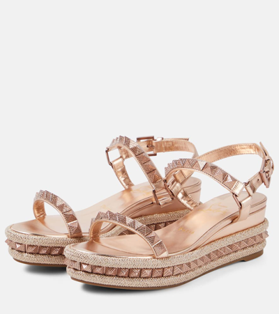Christian Louboutin Pyraclou Leather Espadrilles In Beige