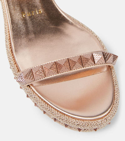 Christian Louboutin Pyraclou Leather Espadrilles In Beige
