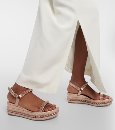 Christian Louboutin Pyraclou Leather Espadrilles In Beige