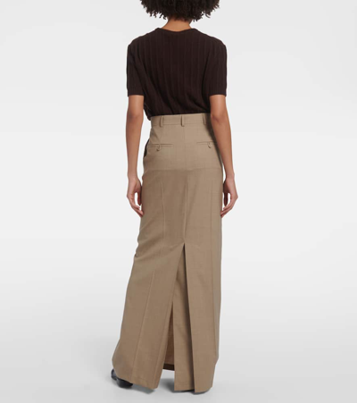 Shop Max Mara Circe Virgin Wool Maxi Skirt In Beige