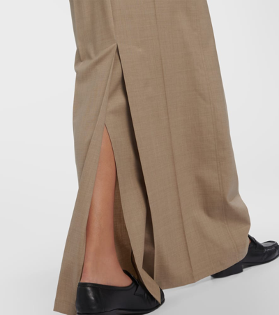 Shop Max Mara Circe Virgin Wool Maxi Skirt In Beige