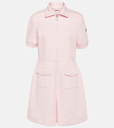 Shop Moncler Cotton-blend Piqué Polo Dress In Pink