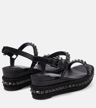 Christian Louboutin Pyraclou 60 Studded Leather Platform Sandals In Black