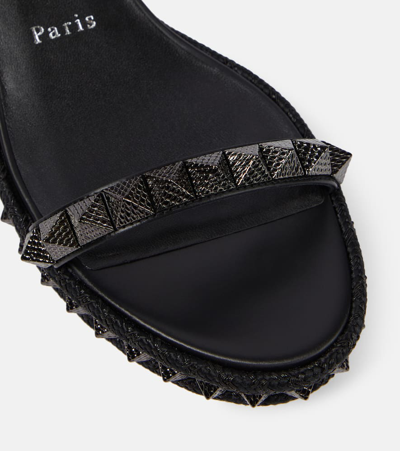 Shop Christian Louboutin Pyraclou Leather Espadrilles In Black