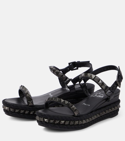 Christian Louboutin Pyraclou 60 Studded Leather Platform Sandals In Black