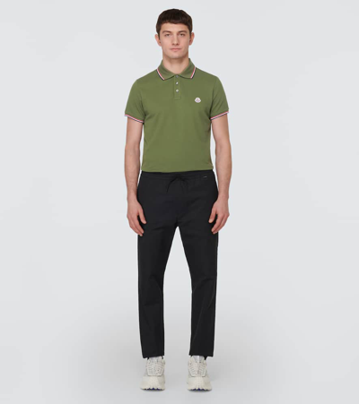 Shop Moncler Cotton Piqué Polo Shirt In Green